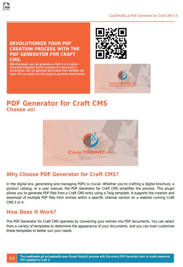 Paweł Potacki - PDF Generator dla Craft CMS 13